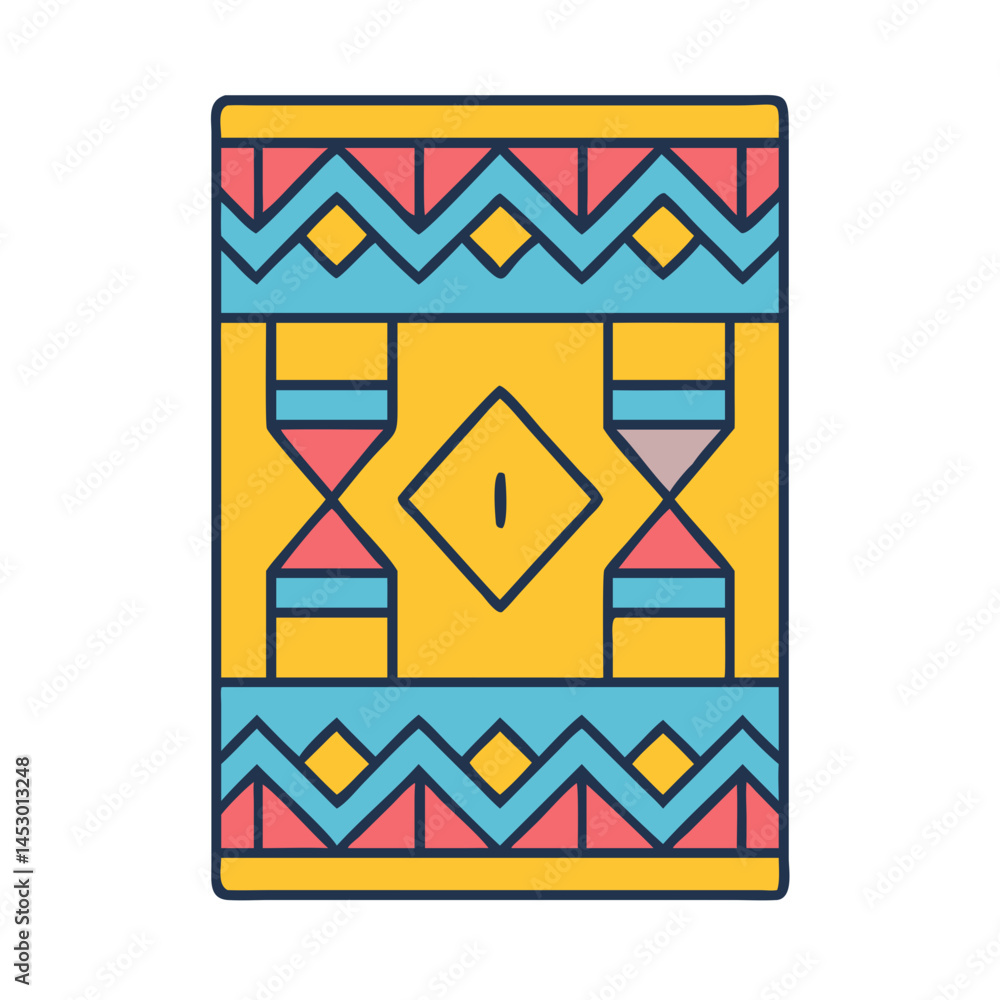 Poster geometric pattern design vector art with tribal motif and abstract shapes and colorful elements