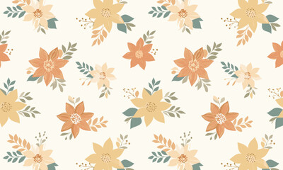 Stylized groovy  Retro Floral Seamless Background