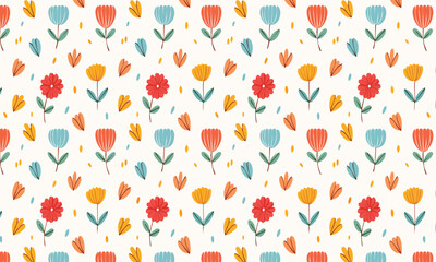 Stylized Colorful Vector  Illustration Floral Seamless Pattern