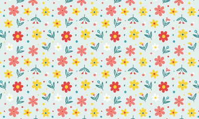 Stylized Colorful Vector  Illustration Floral Seamless Pattern