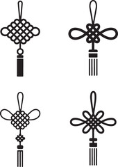Lucky knots silhouette set vector illustration isolated On Transparent Background