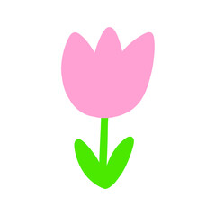 Pink rose flower illustration in hand drawn design style for graphic element decoration