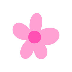 Pink flower illustration in hand drawn design style for graphic element decoration