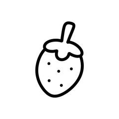 Strawberry doodle icon in hand drawn design style isolated on transparent background
