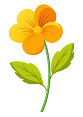 Beautiful yellow flower vector illustration with petals stem and leaves floral design element spring bloom