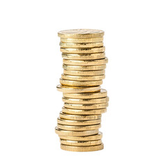 Pile of Gold Coins: A stack of lustrous gold coins, reflecting prosperity and wealth, stands tall against an elegant backdrop. Capturing the essence of financial success and material abundance.