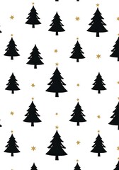 Obraz premium Elegant Black & Gold Christmas Tree Pattern AI Generated