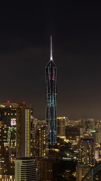 Timelapse of the merdeka 118 building. from a high vantage point in vertical 