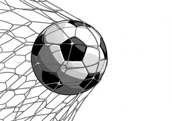 soccer ball in goal net