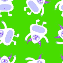 Winter monsters seamless Christmas yeti pattern for wrapping paper and fabrics