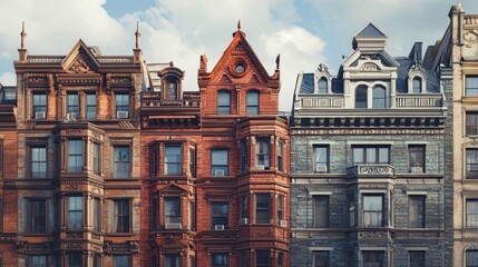 Fototapeta premium Historic residential buildings facade in a city neighborhood.