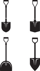 Shovels silhouette set vector illustration isolated On Transparent Background