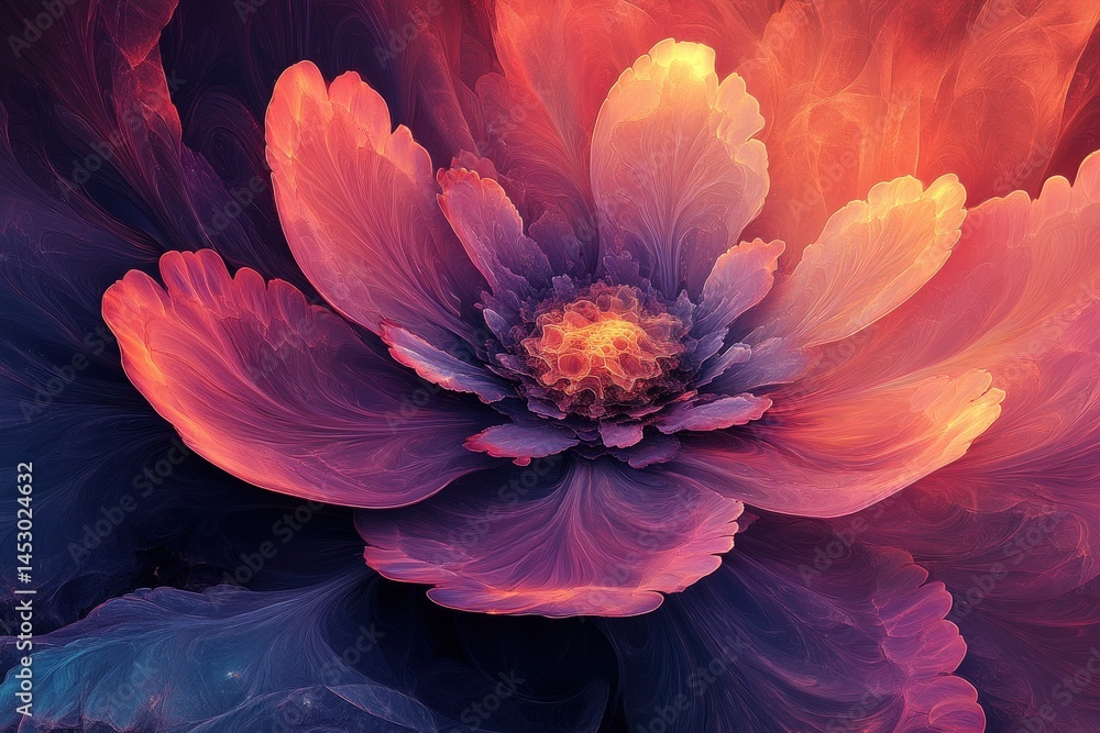 Poster colorful abstract floral design with vibrant patterns creates a mesmerizing visual experience in an 