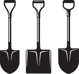 Shovels silhouette set vector illustration isolated On Transparent Background