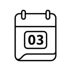 Simple Line Art Calendar Icon Day 3 Design Element