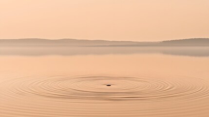 Naklejka premium Serene Sunset Lake Ripples: Calm Water Circles at Dawn