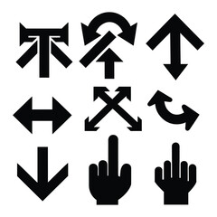Arrows set icon in black color collection