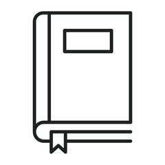 Diary book or planner icon with bookmark. Outline vector, editable stroke.