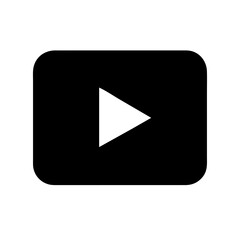 Large Solid Play Button Icon &ndash; Video Streaming Platform Symbol:
Bold solid black play button inside a rounded square, ideal for video streaming platforms, digital content, and online media branding.