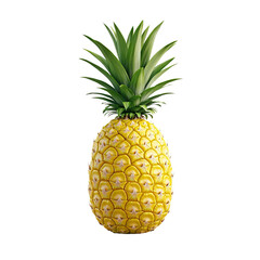 Fototapeta premium Tropical Pineapple: A single, ripe pineapple stands tall, its textured skin and vibrant green crown hinting at the sweetness within, ready to bring a touch of tropical sunshine.