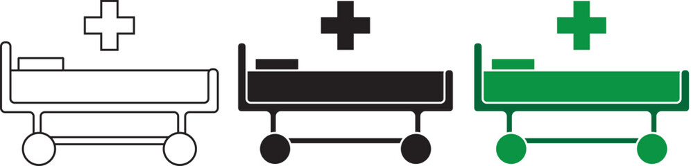 patient bed icon in hospital