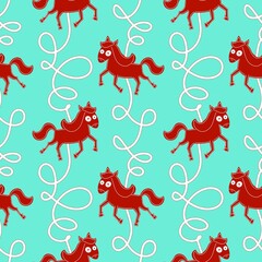 Christmas animals seamless horse pattern for wrapping paper and fabrics