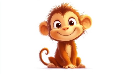 Fototapeta premium Cute cartoon monkey sitting (3)