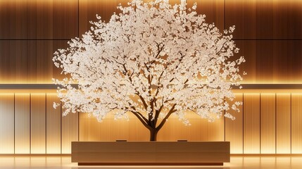 Cherry Blossom Tree in Hotel Lobby