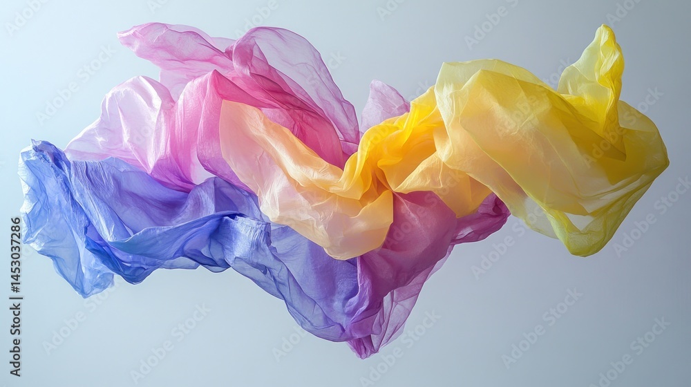 Poster colorful fabric drape abstract textile flowing movement soft texture light background