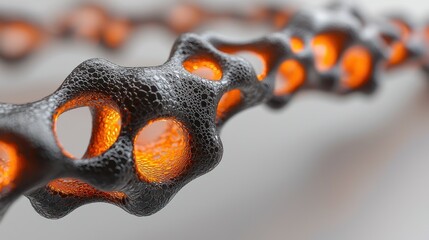 Interconnected organic chain with glowing internals