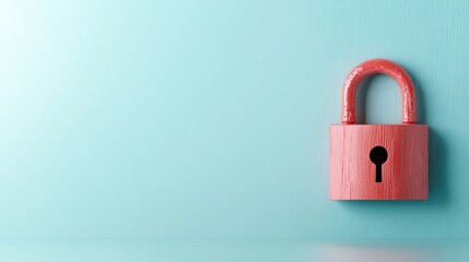 This image features a vibrant red padlock against a soft turquoise background, symbolizing security and protection in a visually striking and minimalistic style.