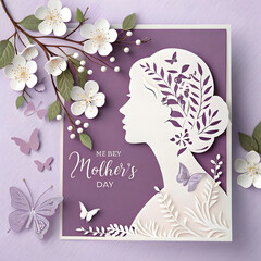 Mother's Day silhouette with floral accents and butterfly design for a timeless tribute
