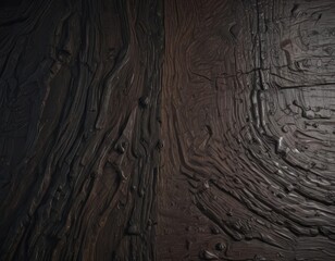 Fototapeta premium Dark, heavily textured wood; deep shadows, visible grain, vintage wood, dark background