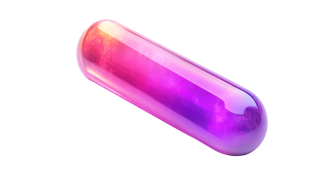 Glowing Capsule with Vibrant Purple and Pink Hues Ideal for Futuristic Medical or Fantasy De - Powered by Adobe