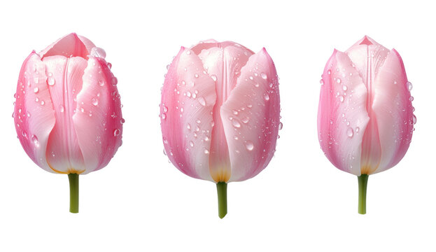 Delicate Pink Tulips with Water Droplets in Beautiful Arrangement