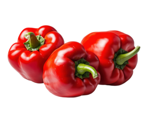 Fresh Red Bell Peppers Isolated on White Background for Cooking
