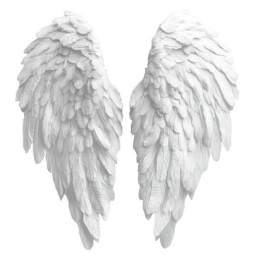 Angelic White Wings with Detailed Feather Texture and Realistic Design