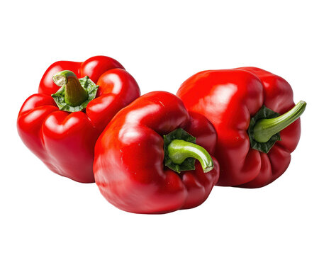 Fresh Red Bell Peppers Isolated on White Background for Cooking