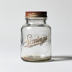 Vintage savings jar isolated on white background