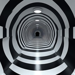 Obraz premium A Black And White Striped Tunnel Appearing Deep Into Perspective