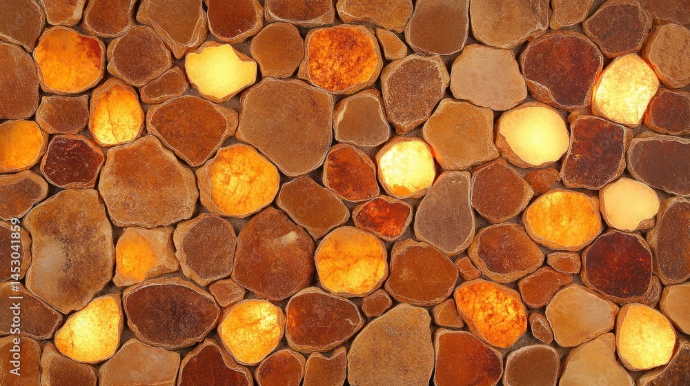 Poster Illuminated stone wall texture warm color seamless pattern abstract background design