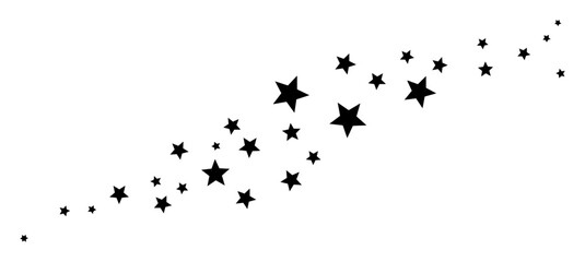 diagonal trail of stars silhouette pattern vector black shape