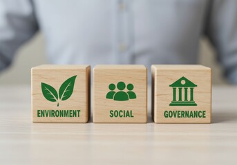 Esg factors environment social governance wooden blocks sustainable business