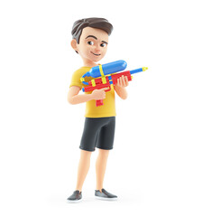 3d boy standing with water gun