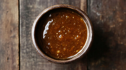 Teriyaki Sauce A Japanese sauce made with soy sauce, sugar, garlic, ginger, and mirin. 