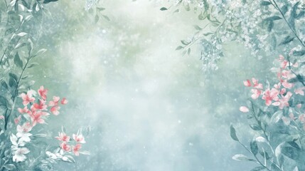 Soft watercolor floral frame with copy space