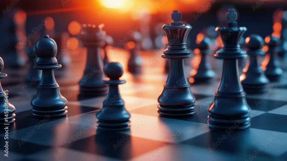 Aufkleber chess game setup with various pieces sitting on the board