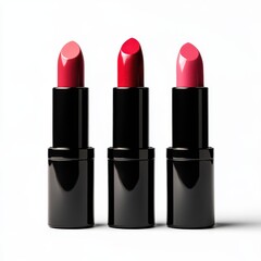 Obraz premium Three lipsticks on a plain surface view