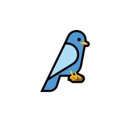 Blue bird vector flat emoticon. Isolated Bird emoji illustration. Bird icon