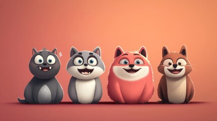 Obraz premium Cartoon animals in a row (15)